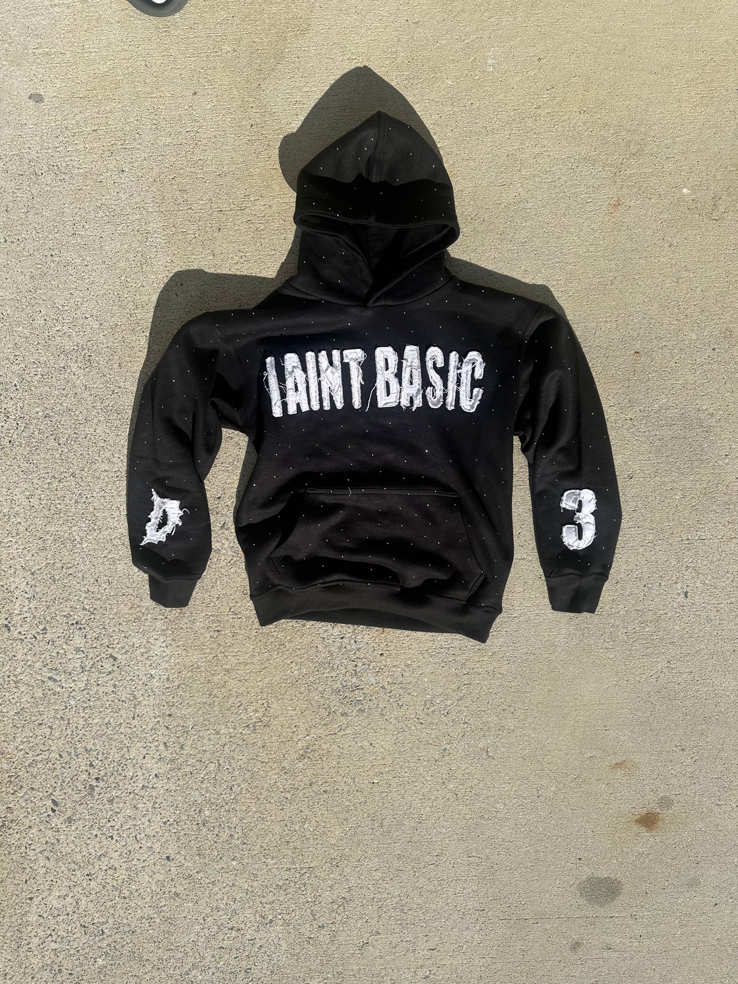 "I AINT BASIC" RHINESTONE HOODIE